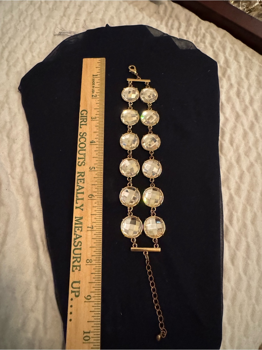 Gold-Tone Crystal Link Bracelet - Clear Crystal 7 1/2 -10 inch adjustable